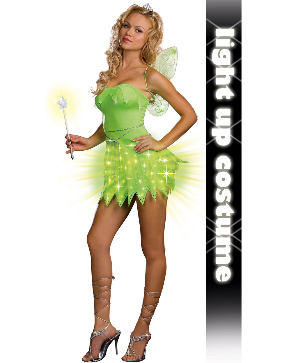 C544 Brite Sprite Sexy Glow Fairy Tinkerbell Light Up Fancy Adult Costume